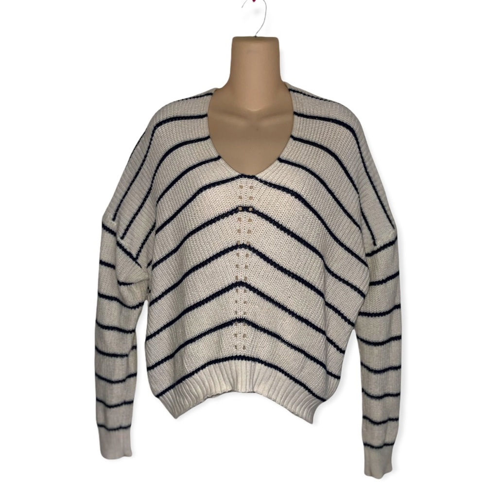 White + Navy Blue Sweater
